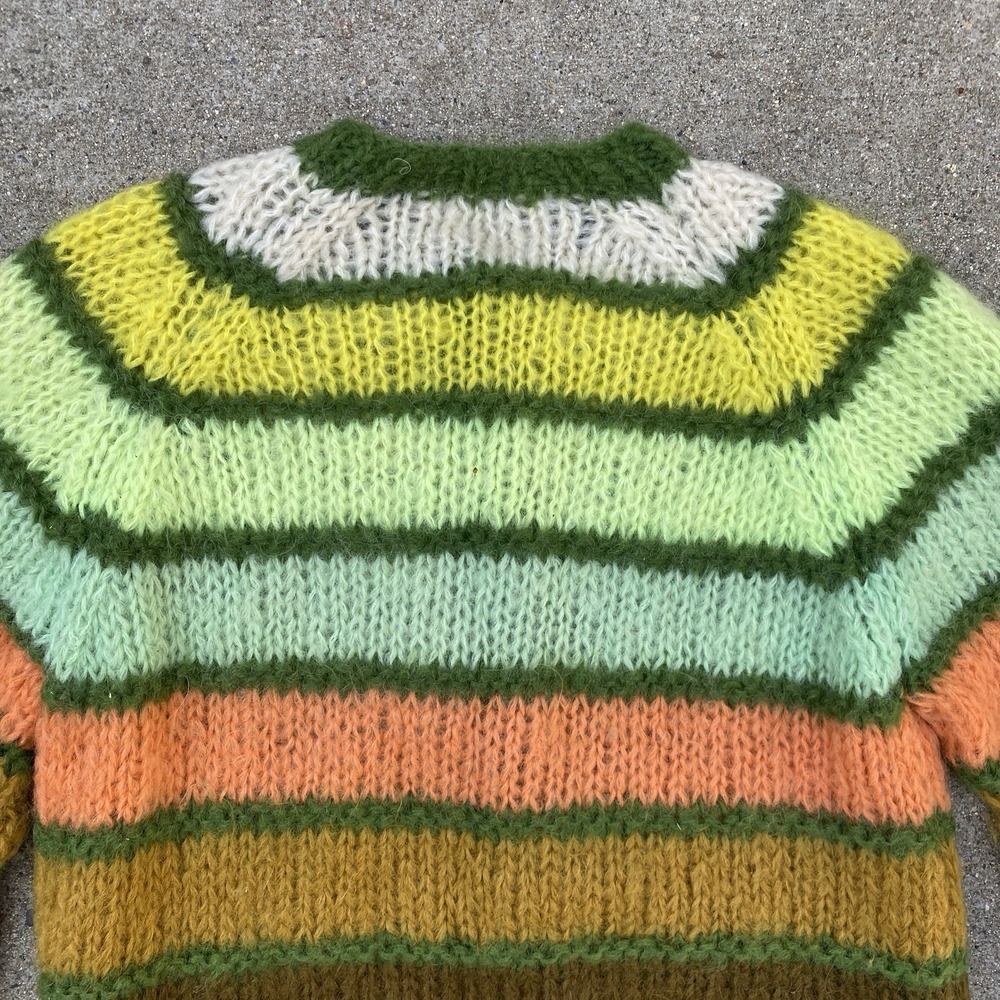 Vintage 50s 60s Mohair Cardigan Women Made in Italy Size 38 M/L Pastel Striped - Picture 9 of 9